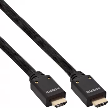 InLine HDMI Aktivkabel, HDMI-High Speed mit Ethernet, M/M, Nylongeflecht, 10m