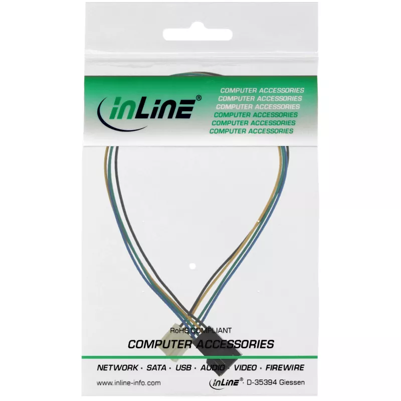 InLine Lüfterkabel-Verlängerung 4pin Molex male/female 0,70m
