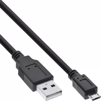 InLine Micro-USB-2.0-Kabel, USB Typ A Stecker / Micro-B Stecker, schwarz, 2 m