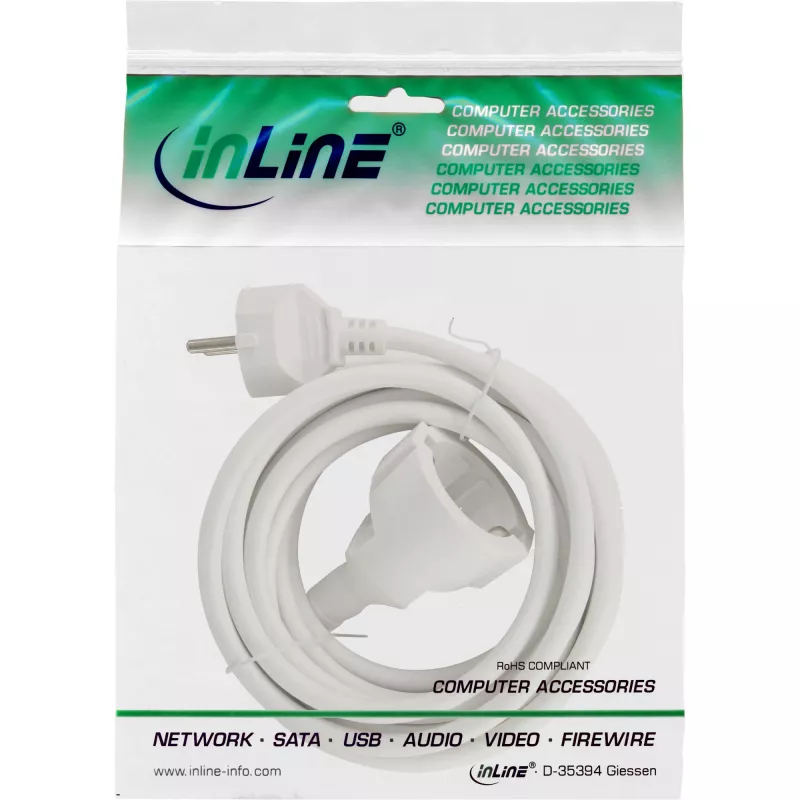 InLine Stromverlängerungskabel weiß 1m CEE7/7 H05VV-F3G 230V