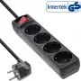 InLine Steckdosenleiste, 4-fach Schutzkontakt CEE 7/3, mit Schalter, schwarz, 5 m