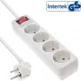 InLine Steckdosenleiste, 4-fach Schutzkontakt CEE 7/3, mit Schalter, weiß, 3m