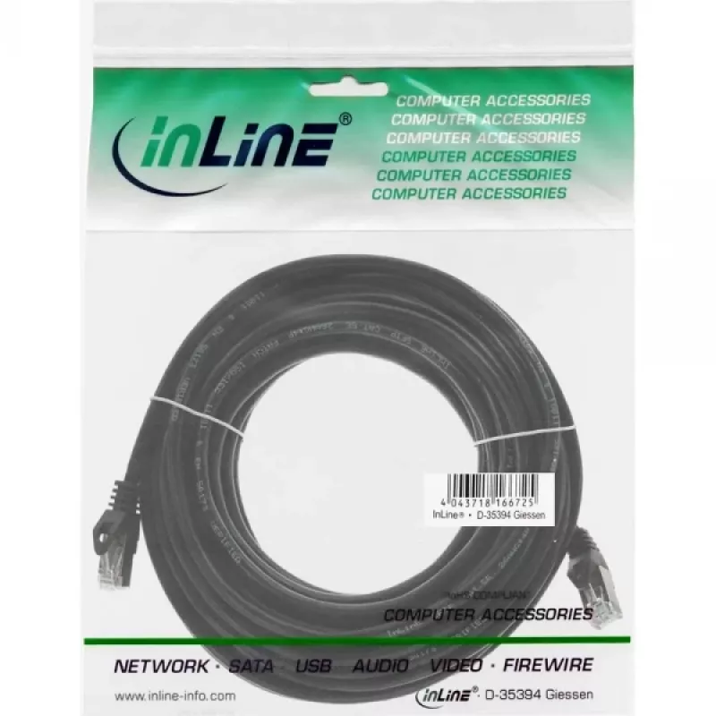 Patchkabel InLine 71500S RJ-45 Cat5e 10m Schwarz