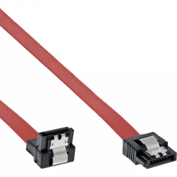 InLine SATA-Kabel für 150-/300-/600-SATA-Verbindungen abgewinkelt mit Verriegelungen, 90°, 0,3m