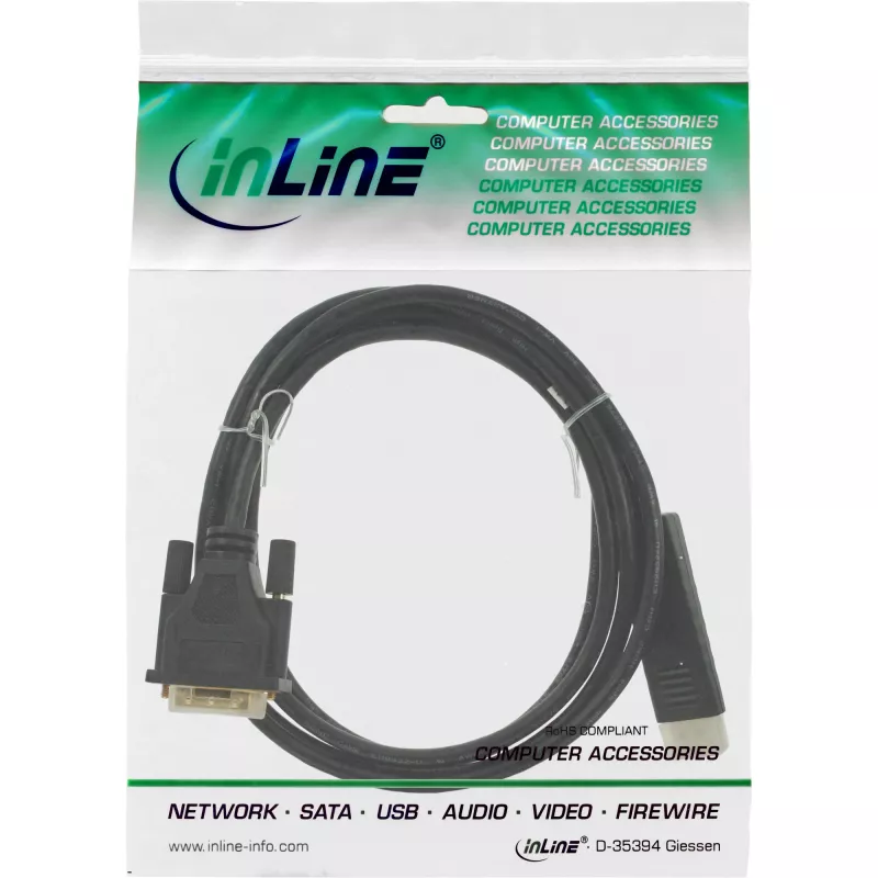 DisplayPort-zu-DVI-Adapterkabel InLine 17114 1,5m schwarz
