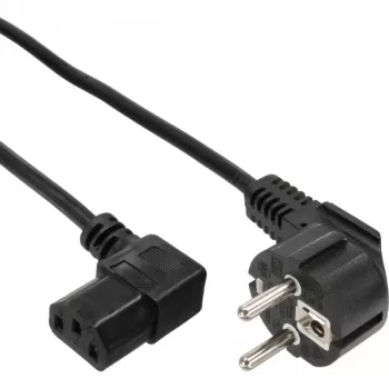 InLine-Netzkabel, CEE 7/7 abgewinkelt / 3-polig IEC C13 Stecker abgewinkelt, 1 m