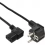 InLine-Netzkabel, CEE 7/7 abgewinkelt / 3-polig IEC C13 Stecker abgewinkelt, 1 m