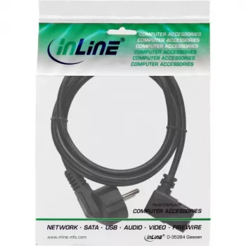 InLine-Netzkabel, CEE 7/7 abgewinkelt / 3-polig IEC C13 Stecker abgewinkelt, 1 m