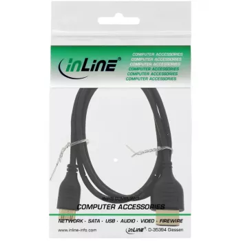 InLine High Speed HDMI-Kabel mit Ethernet, AM/CM, superflach, schwarz/gold, 1m