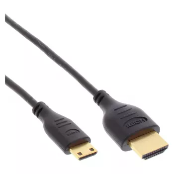 InLine High Speed HDMI-Kabel mit Ethernet, AM/CM, super flach, schwarz/gold, 1,5m