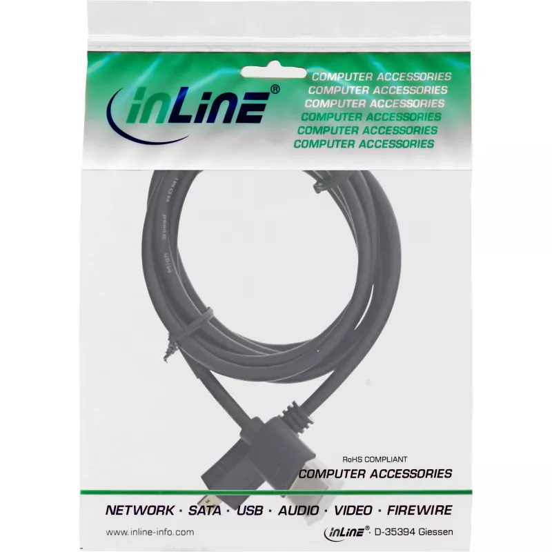 InLine High Speed HDMI-Kabel mit Ethernet, A-Stecker / D-Stecker, superflach, schwarz/gold, 1,5 m