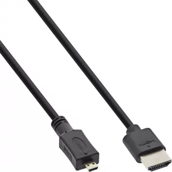 InLine High Speed HDMI Kabel mit Ethernet, AM/DM, super flach, schwarz/gold, 1,8 m