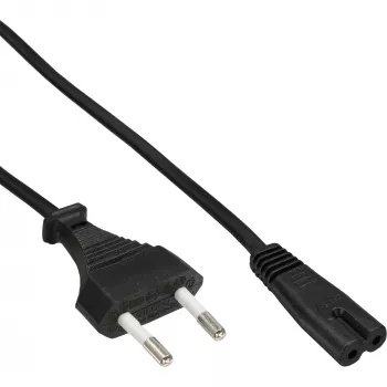 InLine Stromkabel, Italien CEE7/16 Stecker auf Euro 8 C7 Kupplung, schwarz, 1,8 m