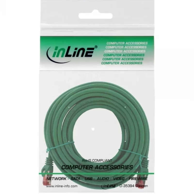 InLine Patchkabel S/FTP PiMF Cat.6 250MHz Kupfer halogenfrei grün 15m