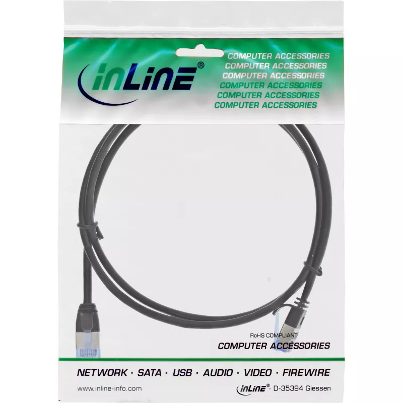 Patchkabel InLine schlank rund U/FTP Cat.6A RJ-45 1,5 m Schwarz