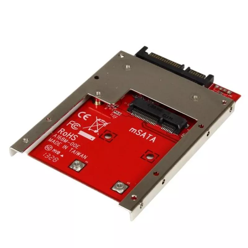 StarTech.com SAT32MSAT257 mSATA-SSD auf 2,5-Zoll-SATA-Adapter / Konverter, 22-Pin-SATA, 6 Gbit/s, Schwarz, Rot, Silber