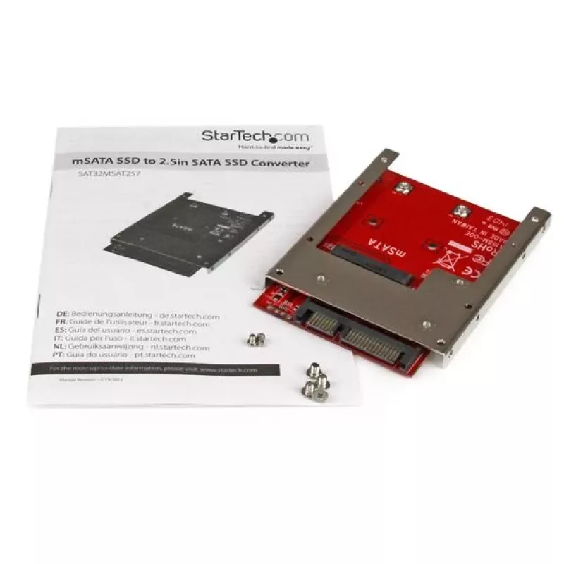 StarTech.com SAT32MSAT257 mSATA-SSD auf 2,5-Zoll-SATA-Adapter / Konverter, 22-Pin-SATA, 6 Gbit/s, Schwarz, Rot, Silber