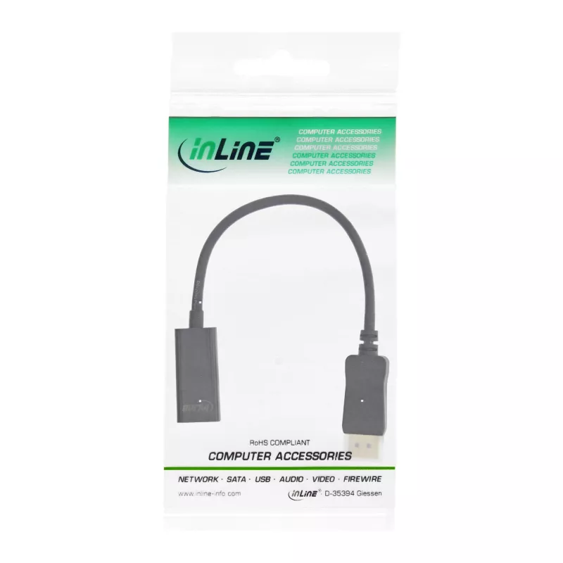 InLine DisplayPort auf HDMI Adapter mit Audio, DisplayPort M / HDMI F, 4K/60Hz