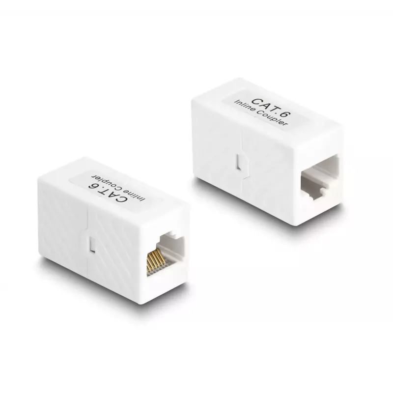 Delock 88133 Adapter RJ45 Buchse zu RJ45 Buchse, Cat.6 UTP, weiß