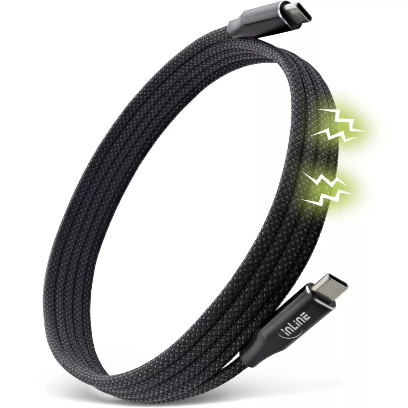 InLine Magnetisches USB-C-Kabel, USB-C Stecker/Stecker, 100W, schwarz, 1,5m