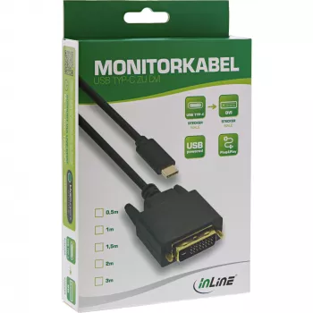 InLine USB-Display-Kabel, USB-C-Stecker / DVI-Stecker (DP Alt Mode), schwarz, 2 m