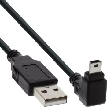 InLine USB Typ A Stecker / Mini-USB Stecker 5 Pin abgewinkelt 90° schwarz 3 m