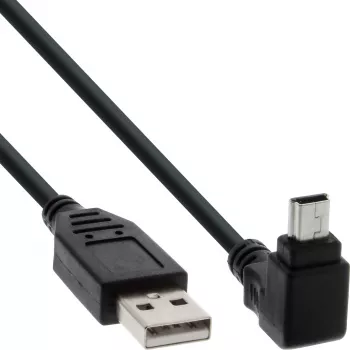 InLine USB Typ A Stecker / Mini 5‑Pin Stecker aufwärts abgewinkelt 90°, schwarz, 2 m