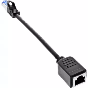 InLine Patchkabel-Verlängerung, RJ45-Schutz, S/FTP (PiMf), Cat.6A, 0,2m