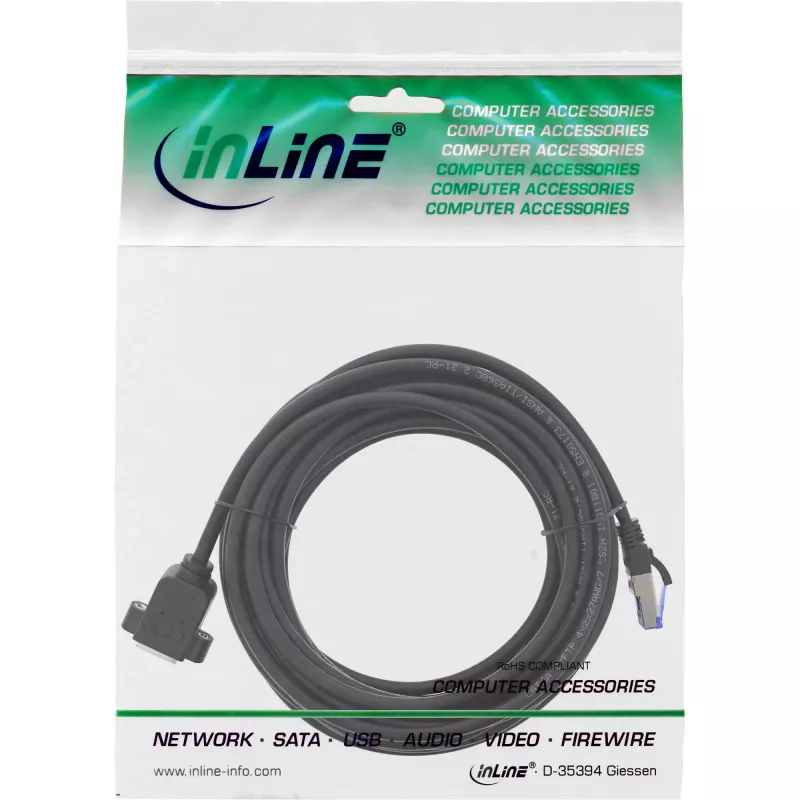 InLine Patchkabel Einbaudurchführung, S/FTP (PiMf), Cat.6A, LSZH, Kupfer, 10 m