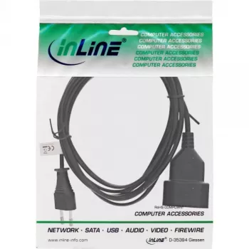 InLine Eurostecker-Typ-C-Stromverlängerungskabel Stecker/Buchse, schwarz, 2 m
