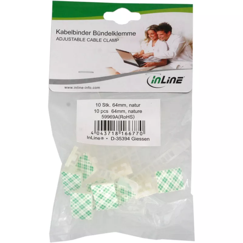 InLine Verstellbare Kabelklemme 94mm natur 10 Stück