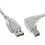 InLine USB 2.0 Kabel, gewinkelt, Typ A Stecker / B Stecker, transparent, 1 m