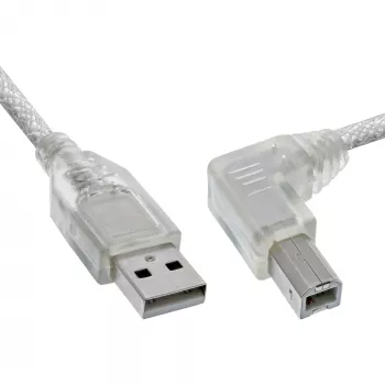 InLine USB 2.0 Kabel rechtwinklig Typ A Stecker / B Stecker transparent 3 m