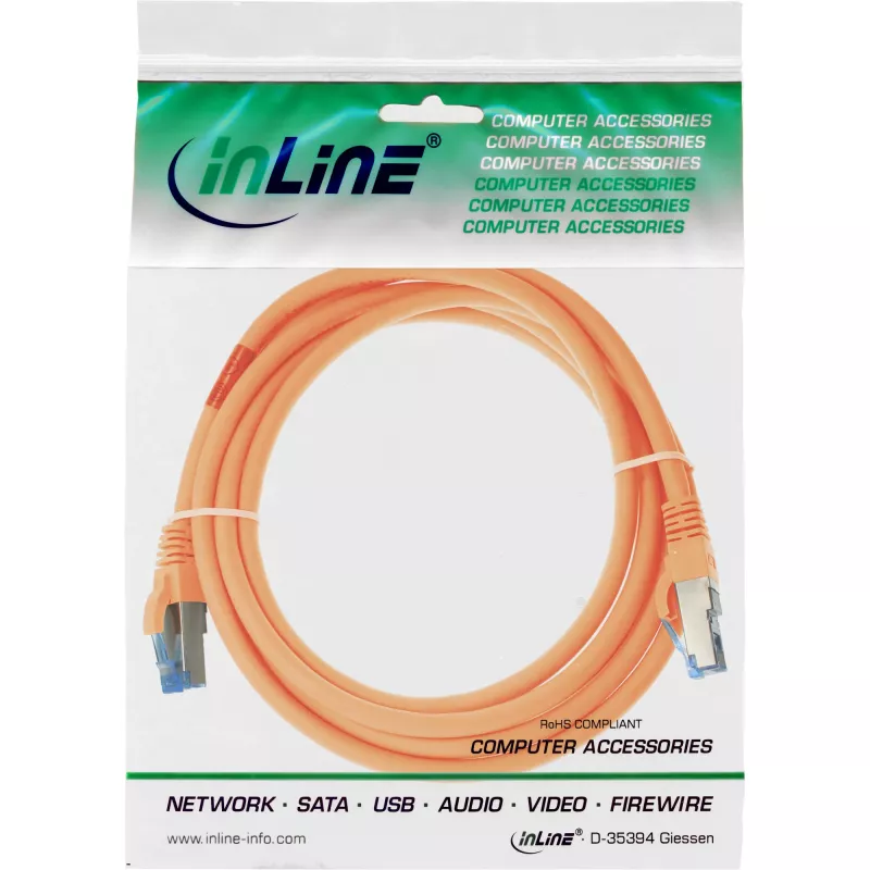 InLine Patchkabel S/FTP PiMF Cat.6A halogenfrei 500MHz orange 0,5m