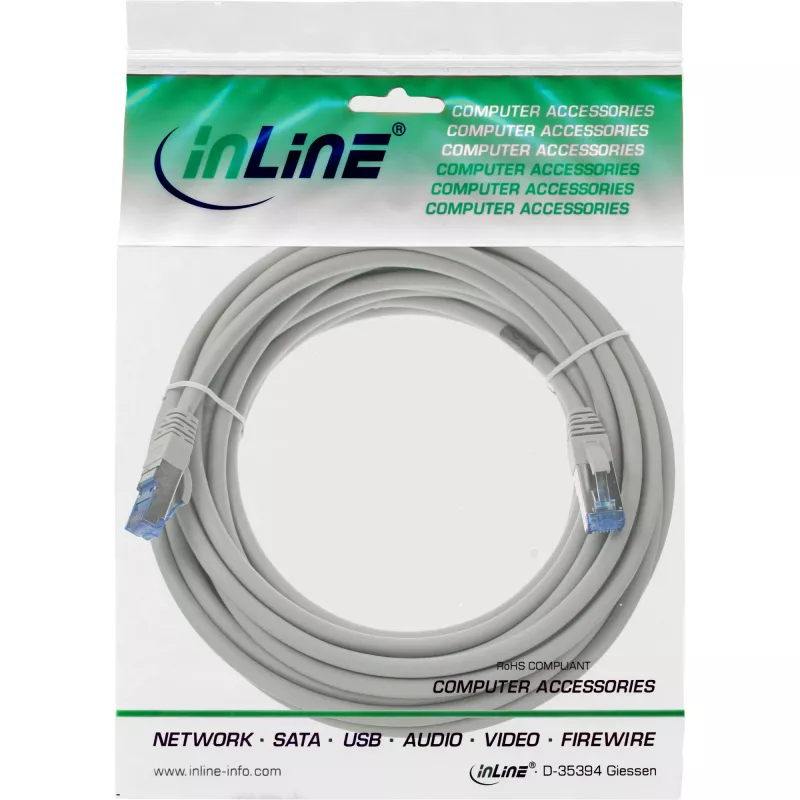 InLine Patchkabel S/FTP PiMF Cat.6A halogenfrei 500MHz grau 25m