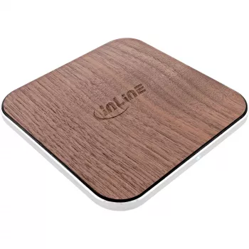 InLine Qi woodcharge, kabelloses Schnellladegerät, 5/7,5/10W/15W, USB-C