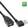 InLine USB 2.0 Smart Kabel abgewinkelt + reversibel Typ A Stecker / Buchse schwarz 2m