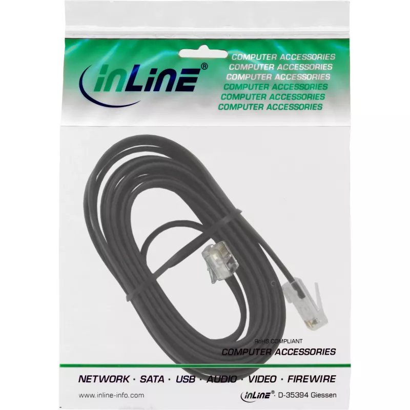 InLine Modular-Kabel RJ45 8P6C auf RJ12 6P6C Stecker / Stecker 10 m
