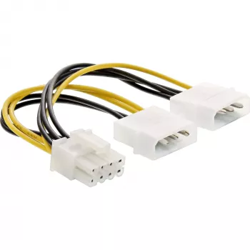 InLine Stromadapterkabel, 2x 5,25 Zoll Stecker / 8-Pin PCI-Express Stecker, 0,15 m