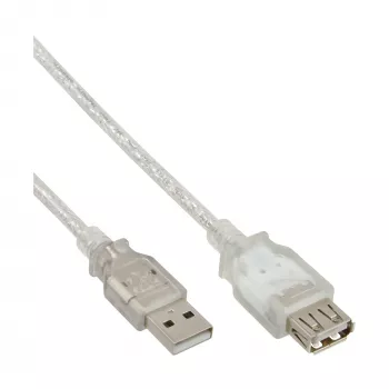 USB 2.0 Verlängerungskabel Typ A M/F InLine 34650 0,5 m Transparent