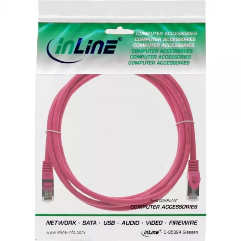 InLine Patchkabel SF/UTP Cat.5e Pink 0,25 m