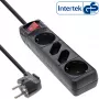 InLine Steckdosenleiste, 4-fach, 2x CEE7/3 + 2x Euro CEE 7/16, schwarz, 3 m