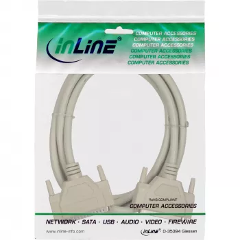 InLine serielles Verlängerungskabel DB37 Stecker/Buchse gegossen direkt grau 1m
