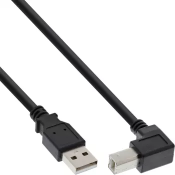 InLine USB 2.0 Kabel abgewinkelt Typ A Stecker / B Stecker, schwarz, 0,5 m