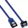 InLine SATA 6Gb/s Rundkabel blau 90° abgewinkelt mit Verriegelungen 0,3 m
