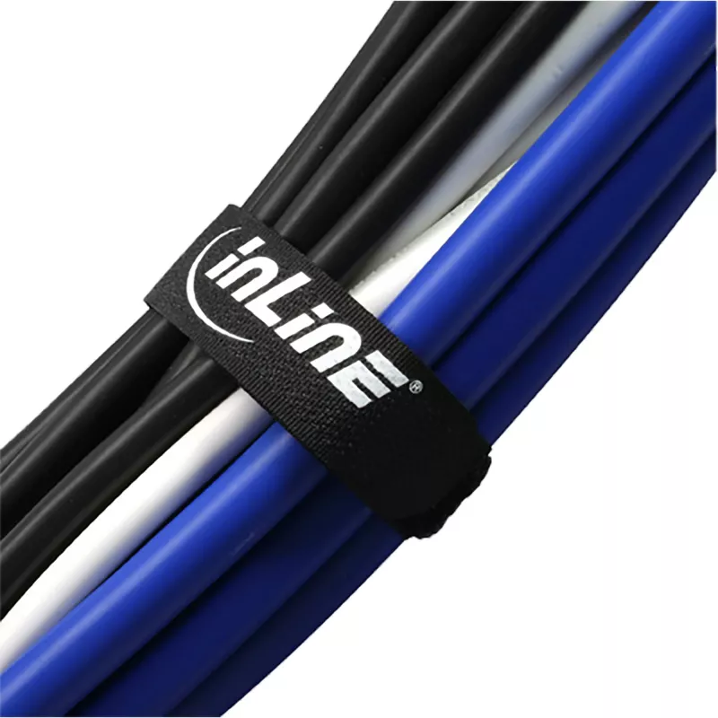 Klett-Kabelbinder InLine 20×300 mm, Nylon, 10er-Pack, schwarz