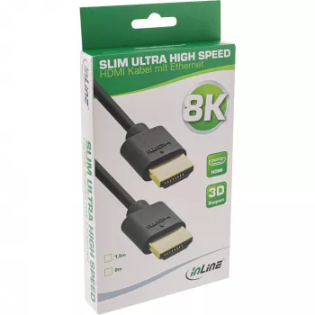 InLine Slim Ultra High Speed HDMI-Kabel M/M 8K4K vergoldet schwarz 1,5 m