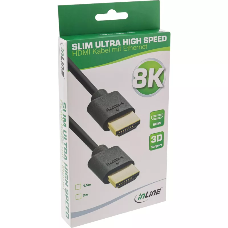 InLine Slim Ultra High Speed HDMI-Kabel M/M 8K4K vergoldet schwarz 1,5 m