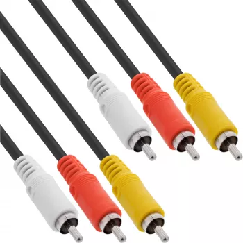 InLine AV-Kabel 3x Cinch-Stecker/Stecker 2 m, 3 x Cinch, 2 m, Schwarz