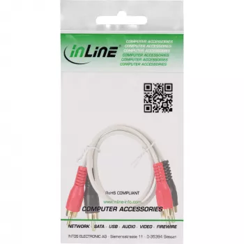InLine RCA-Kabel 2x RCA-Stecker/Stecker – vergoldet, 1 m, Weiß